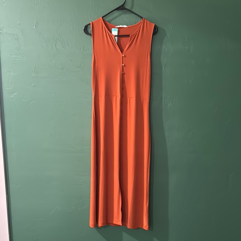 Elegant Orange Sleeveless Dress